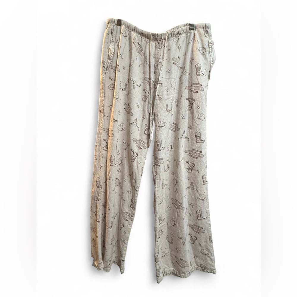 Western Printed Linen-Blend Pants